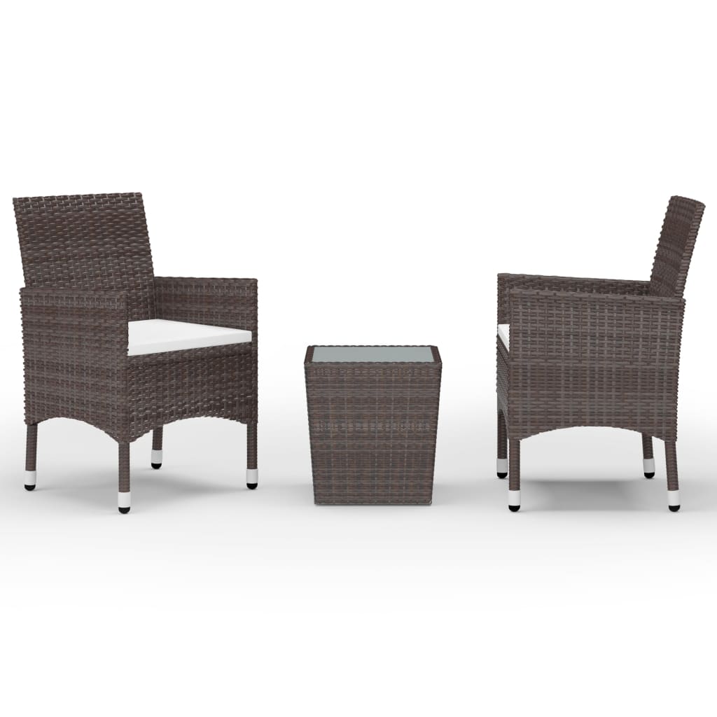 Thumbnail - vidaXL 3-tlg. Bistro-Set Poly Rattan und Hartglas Braun
