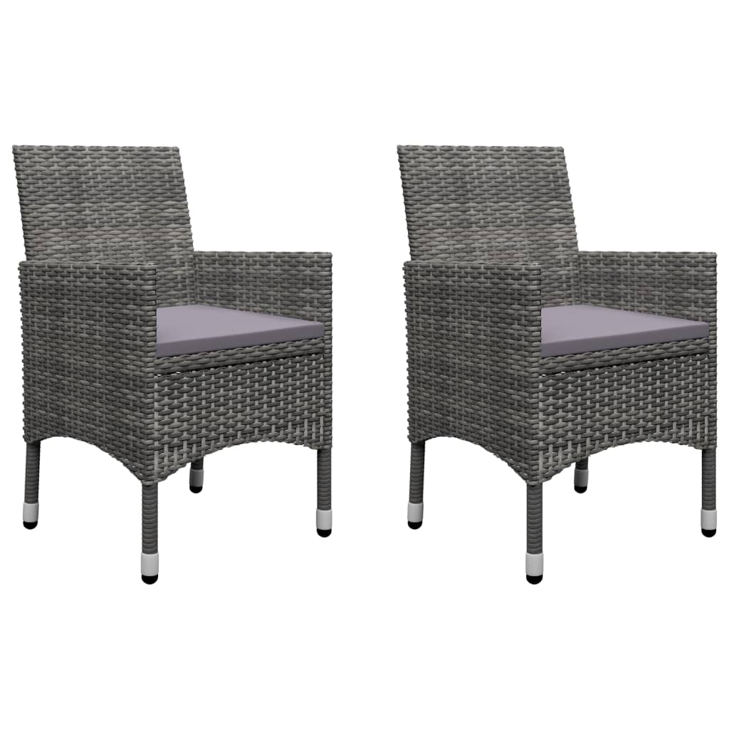 vidaXL 3 részes szürke polyrattan és akácfa bisztrószett