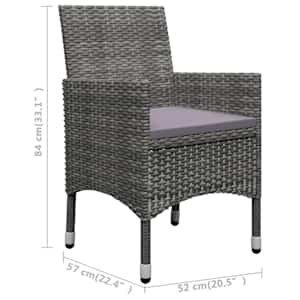3dílný bistro set polyratan a akáciové dřevo šedý - obrázek 11