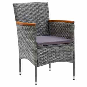 3dílný bistro set polyratan a tvrzené sklo šedý - obrázek 4
