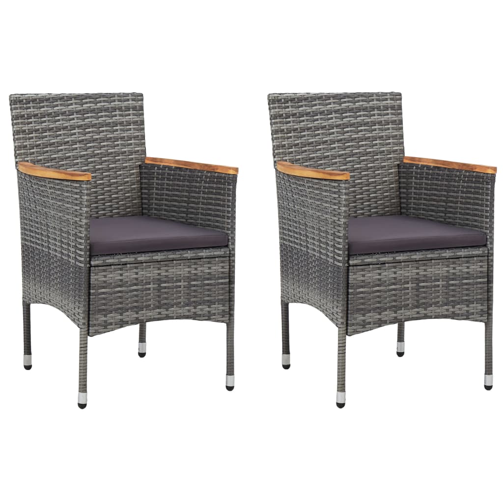 vidaXL 3-delige Bistroset poly rattan en acaciahout grijs afbeelding