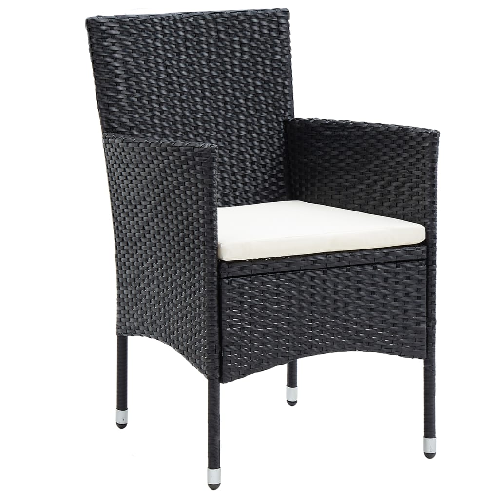 vidaXL 5-delige Bistroset poly rattan en gehard glas zwart afbeelding