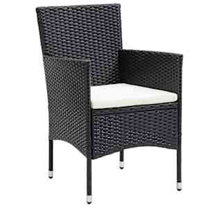 5dílný zahradní bistro set polyratan a tvrzené sklo černý - obrázek 3