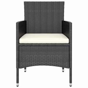5dílný zahradní bistro set polyratan a tvrzené sklo černý - obrázek 4