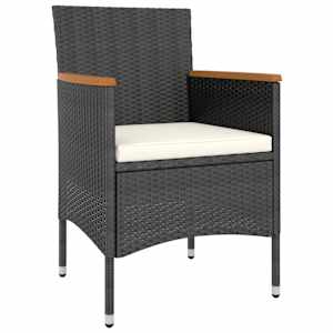 5dílný zahradní bistro set polyratan a tvrzené sklo černý - obrázek 3