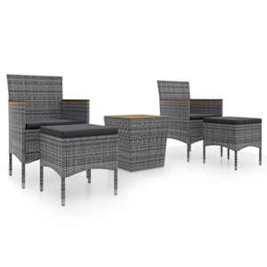 5dílný zahradní bistro set polyratan a masivní akácie šedý - obrázek 2