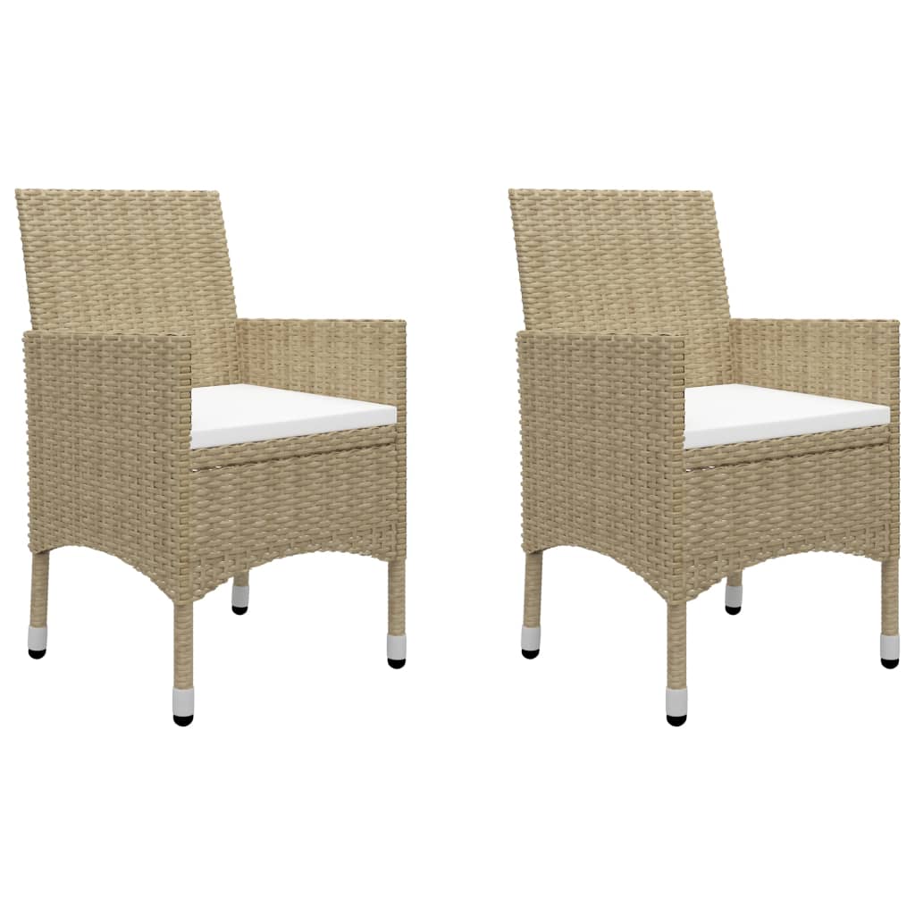 

vidaXL 3-delige Bistroset poly rattan en gehard glas beige