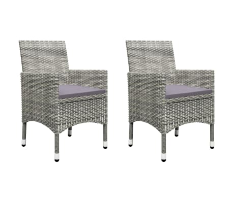 vidaXL 3-tlg. Bistro-Set Poly Rattan und Akazienholz Grau