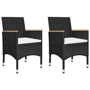 vidaXL Ensemble de bistro de jardin 3 pcs poly rotin et verre tremp&eacute;