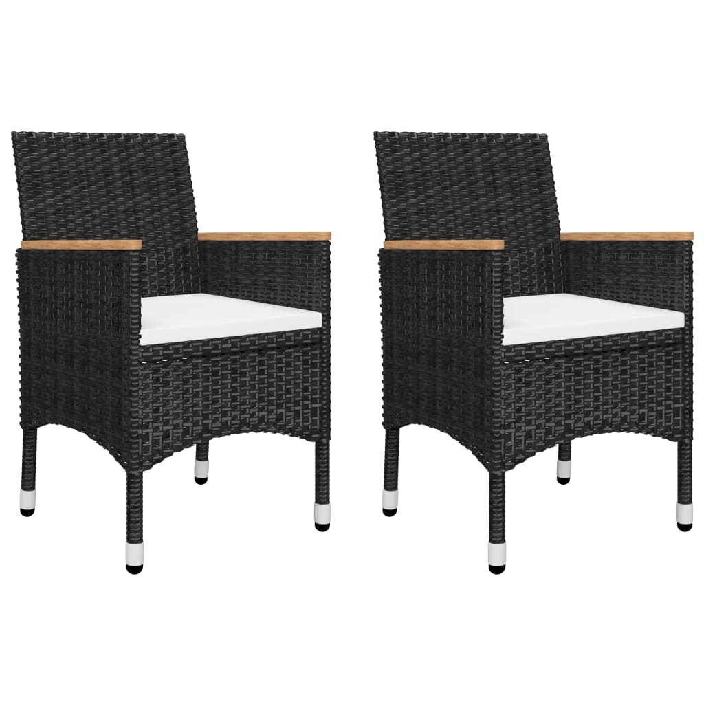 vidaXL Ensemble de bistro de jardin 3pcs Résine tressée et acacia Noir