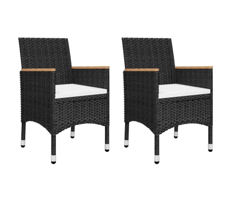 vidaXL Ensemble de bistro de jardin 3pcs Résine tressée et acacia Noir