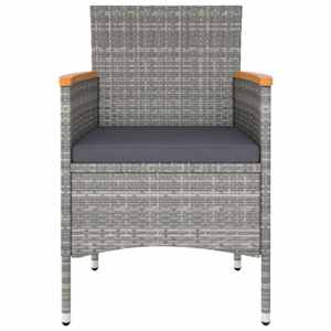 Vrtna bistro garnitura 5-delna poli ratan in steklo siva - slika 4