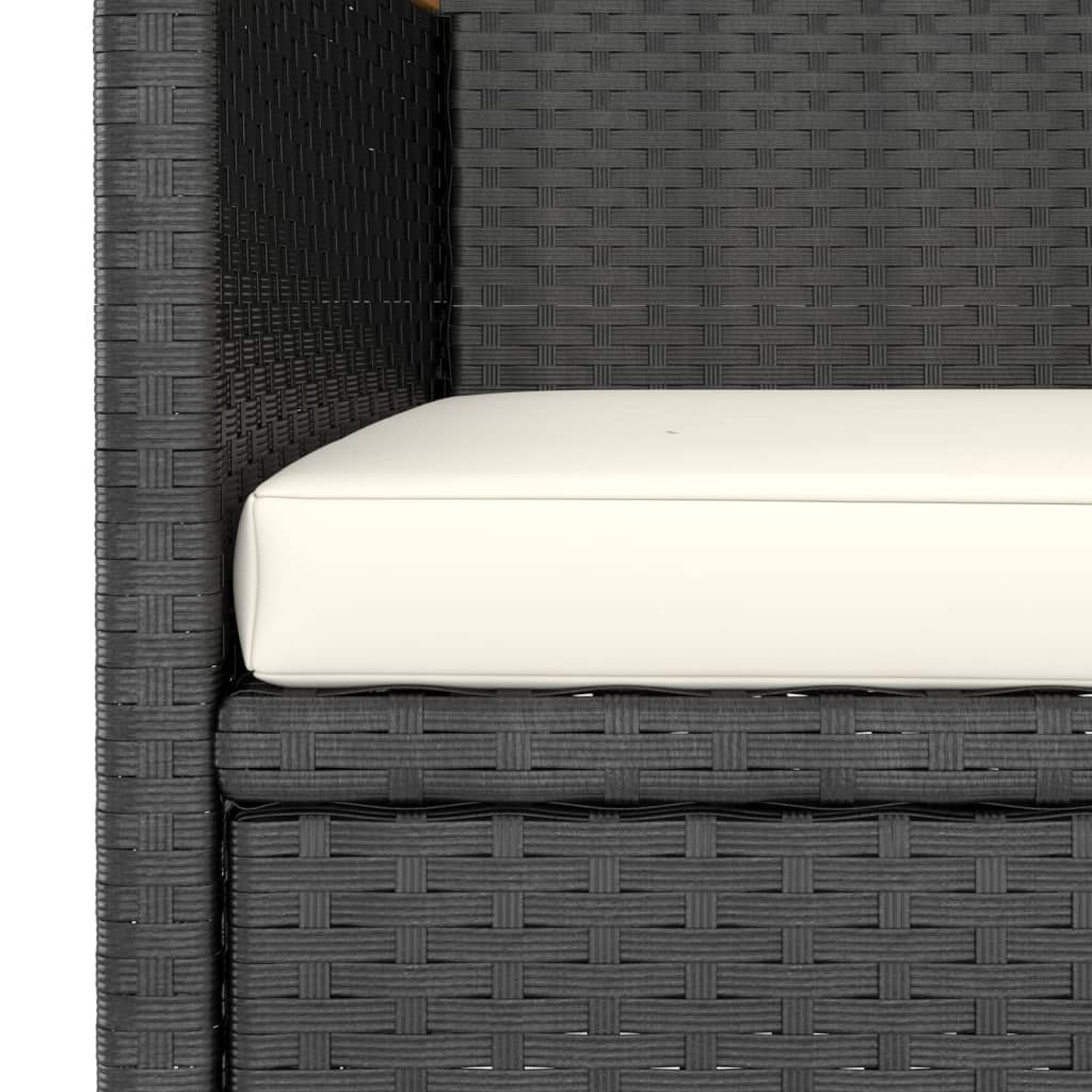 Set mobilier grădină, 5 piese, negru, poliratan/sticlă tratată