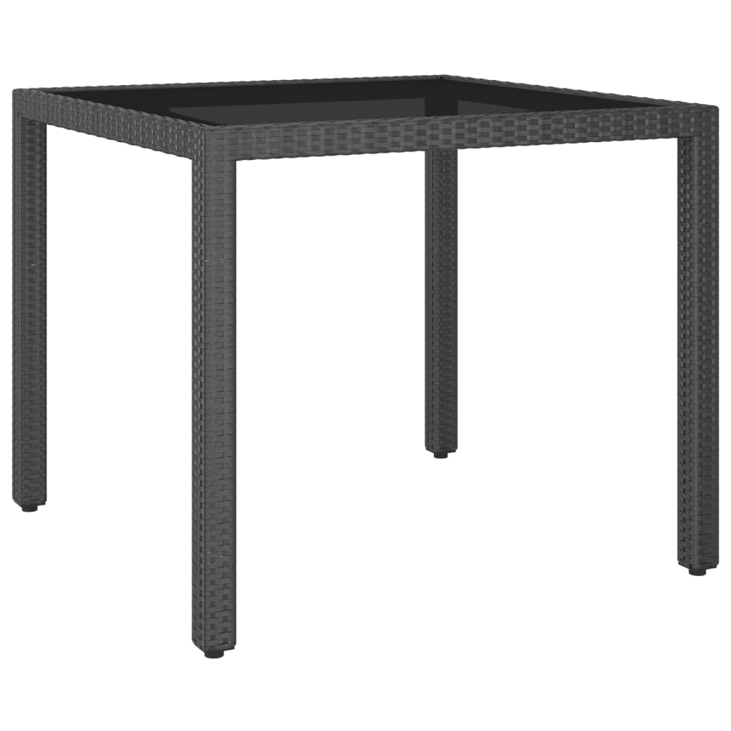 Set mobilier grădină, 5 piese, negru, poliratan/sticlă tratată