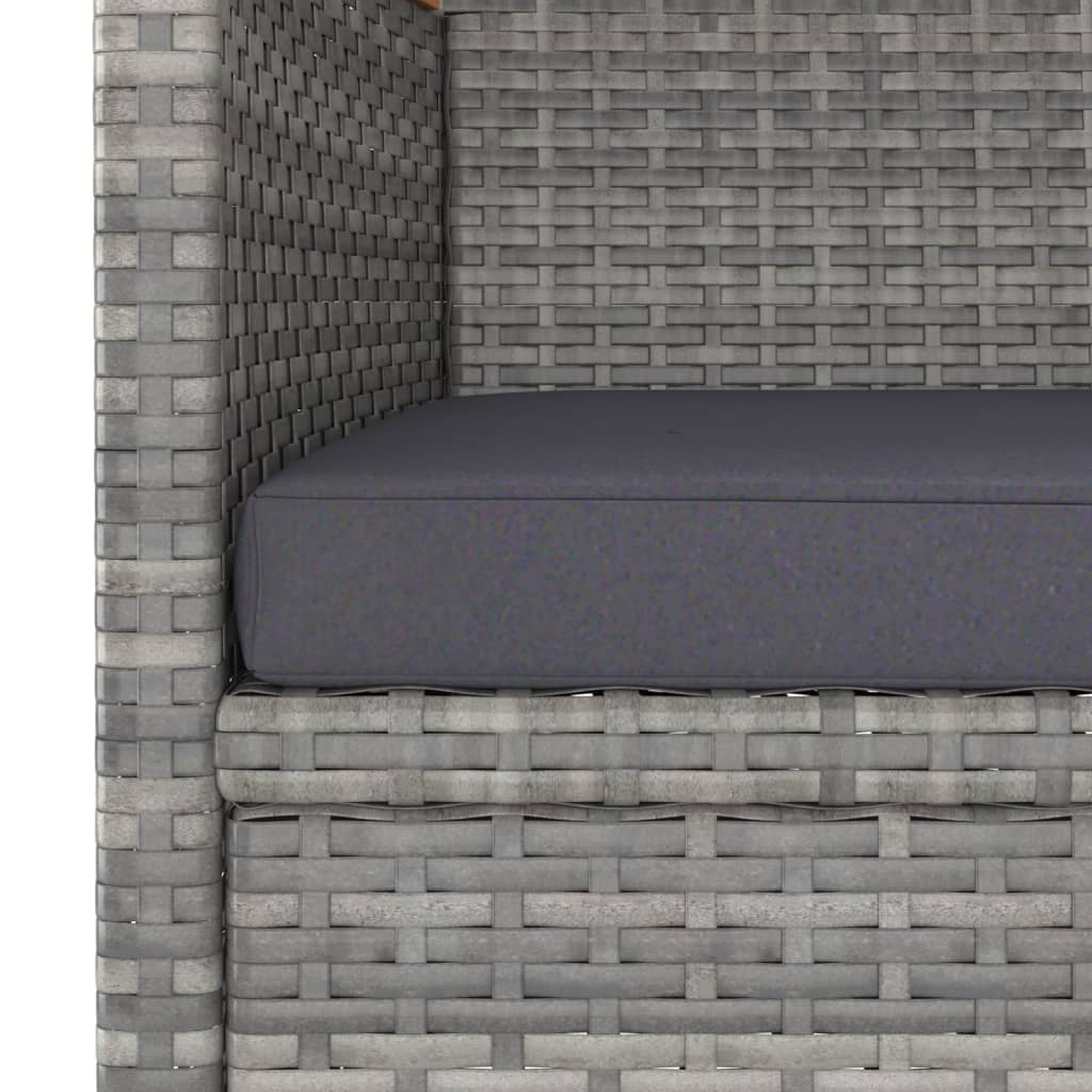 Set mobilier grădină, 5 piese, gri, poliratan/sticlă tratată