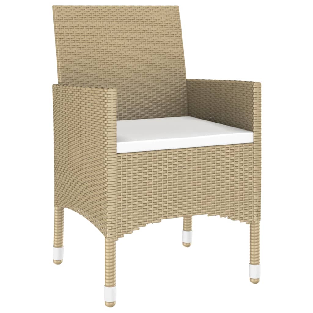 vidaXL 7-delige Tuinset poly rattan en gehard glas beige afbeelding