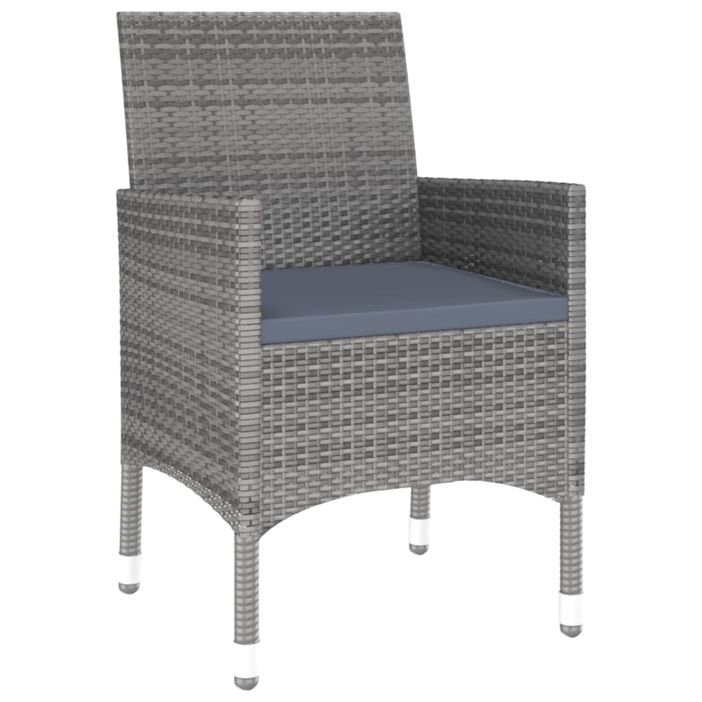 

vidaXL 7-delige Tuinset poly rattan en gehard glas grijs