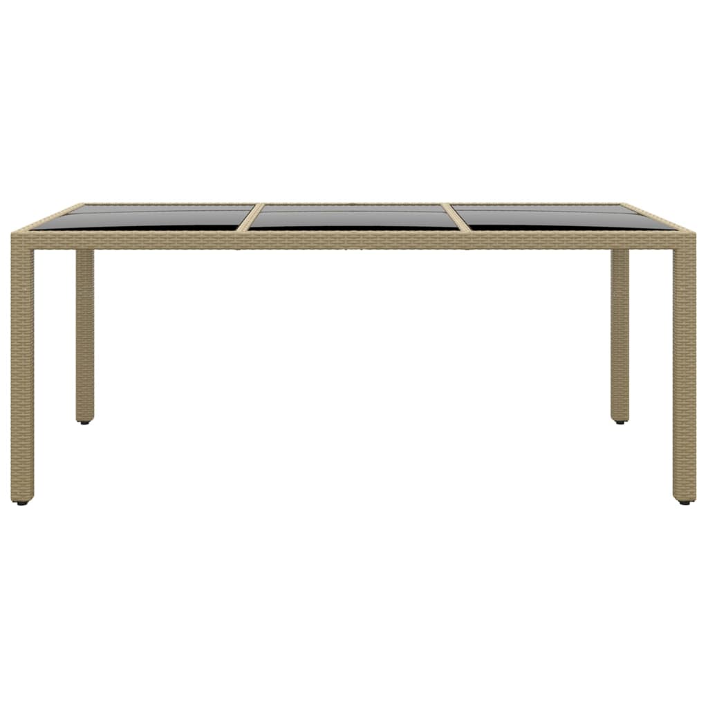 Set mobilier grădină, 7 piese, bej, poliratan/sticlă securizată