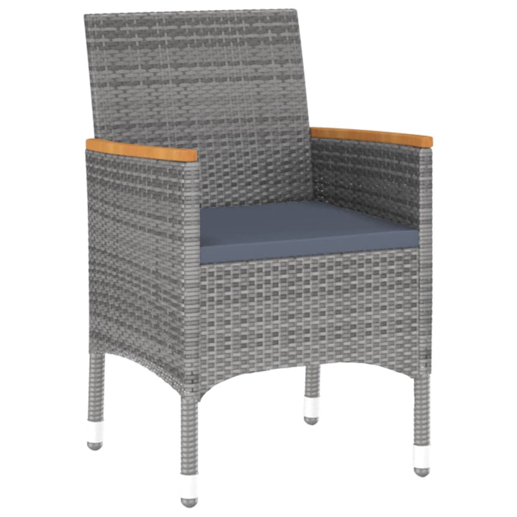 

vidaXL 7-delige Tuinset poly rattan en gehard glas grijs