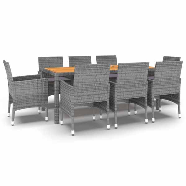 vidaXL 9-osaline aiam&ouml;&ouml;blikomplekt, pol&uuml;rotang, hall