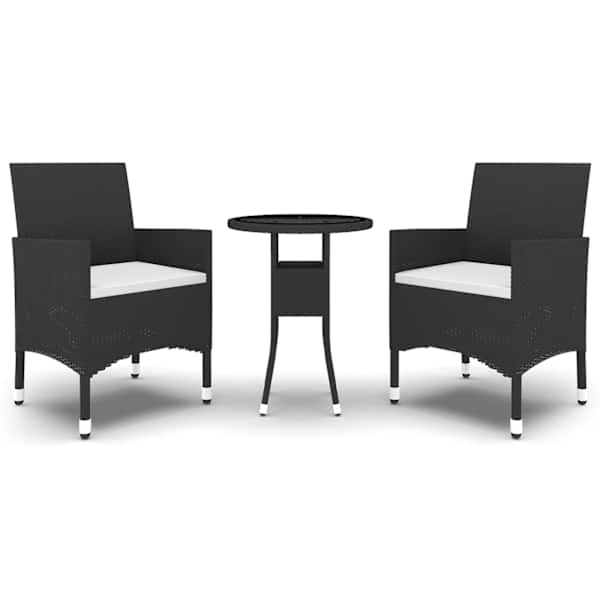 vidaXL 3-osaline aiam&ouml;&ouml;bli komplekt, pol&uuml;rotang, must