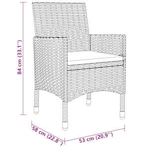 Vrtna jedilna garnitura 3-delna poli ratan bež - slika 8