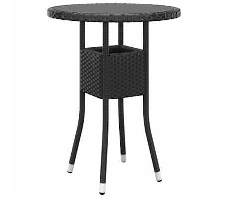 vidaXL 3 Piece Garden Dining Set Poly Rattan Black