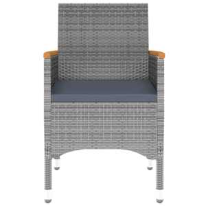 Vrtna jedilna garnitura 3-delna poli ratan siva - slika 6