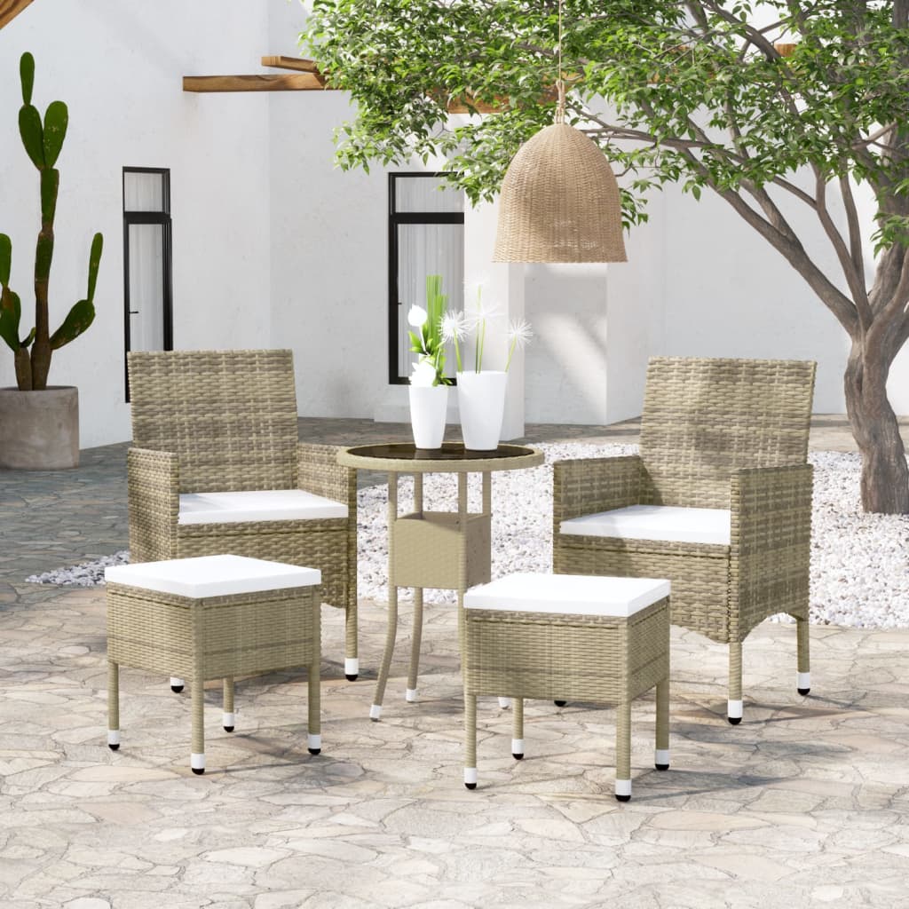 vidaXL 5-tlg. Garten-Lounge-Set Poly Rattan Beige