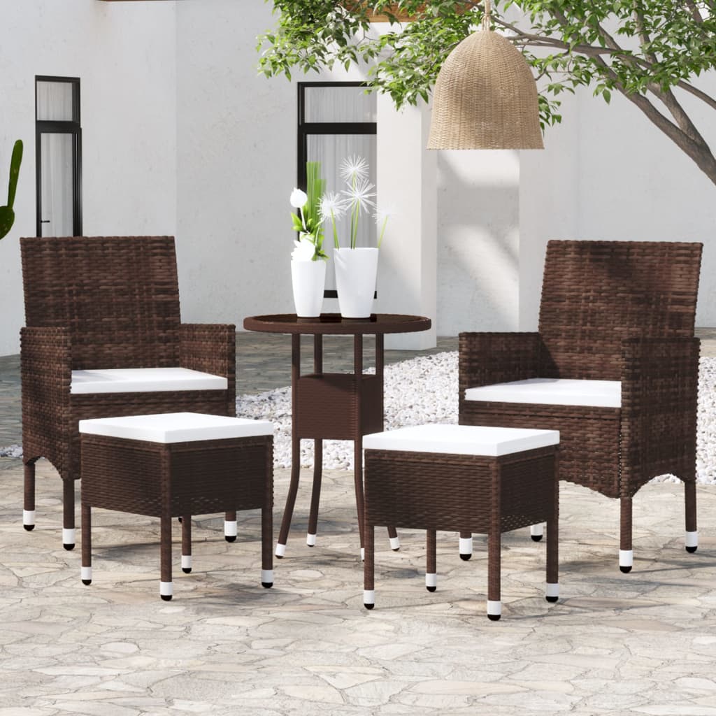 vidaXL 5-tlg. Garten-Lounge-Set Poly Rattan Braun