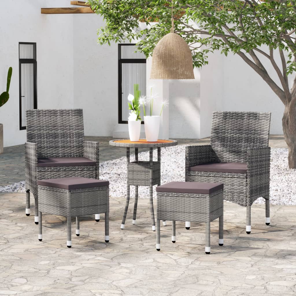 vidaXL 5-tlg. Garten-Lounge-Set Poly Rattan Grau