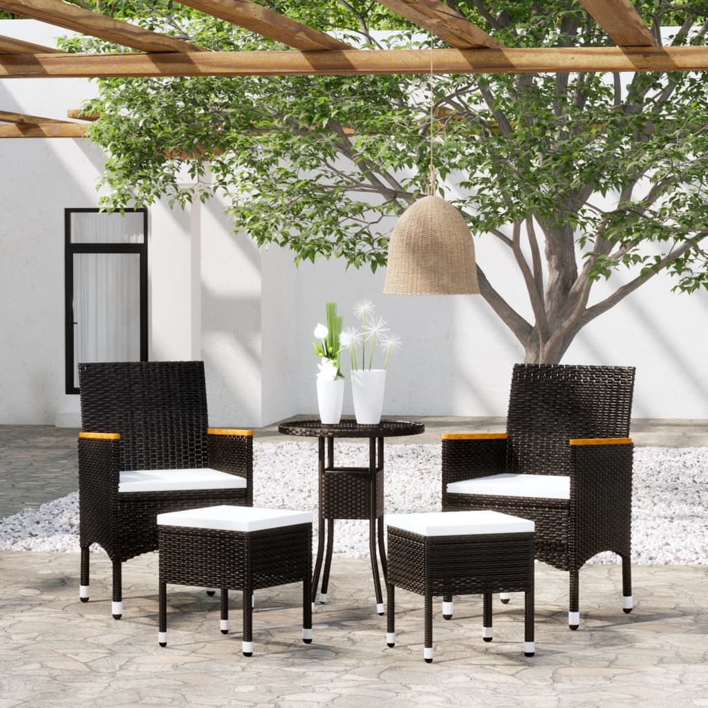 vidaXL 5-tlg. Garten-Lounge-Set Poly Rattan Schwarz