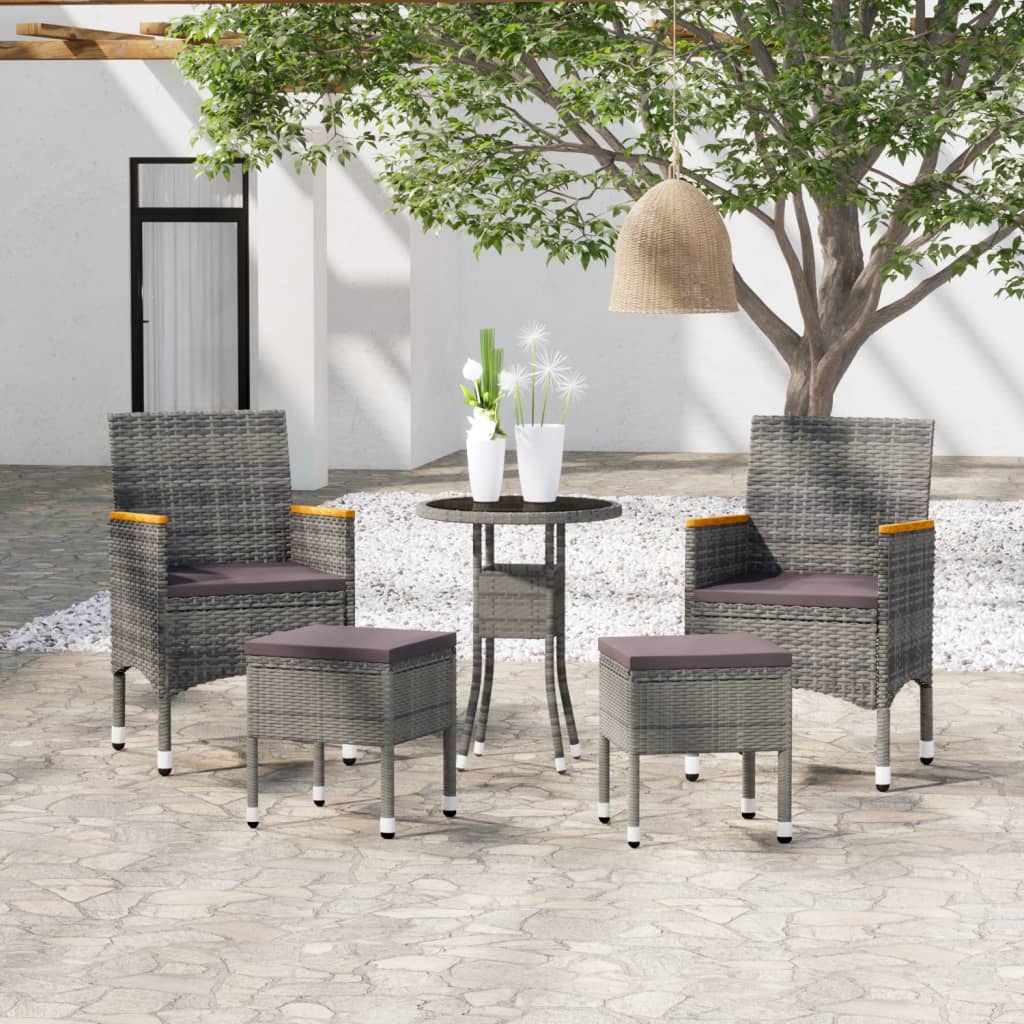 vidaXL 5-tlg. Garten-Lounge-Set Poly Rattan Grau