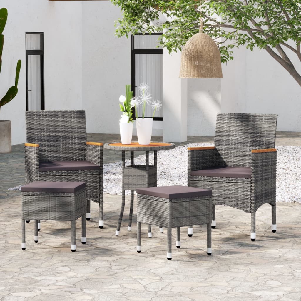 vidaXL 5-tlg. Garten-Lounge-Set Poly Rattan Grau