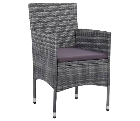 vidaXL 3-tlg. Garten-Essgruppe Poly Rattan Grau