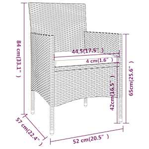 Vrtna jedilna garnitura 3-delna poli ratan siva - slika 7