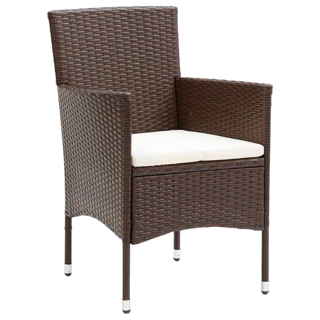 vidaXL 3-delige Tuinset poly rattan bruin afbeelding