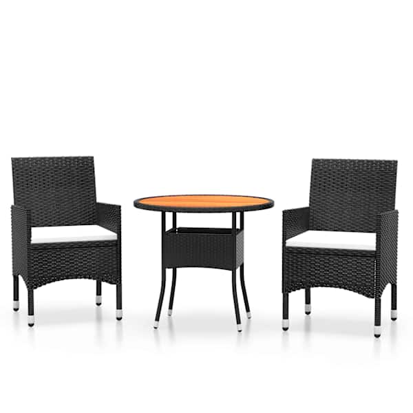 vidaXL 3-osaline aiam&ouml;&ouml;bli komplekt, pol&uuml;rotang, must