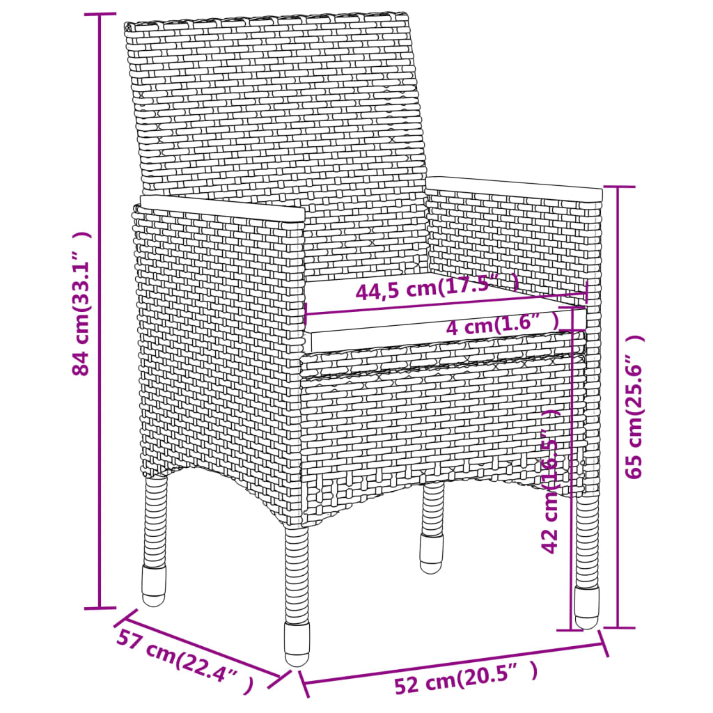 3 részes szürke polyrattan kerti étkezőgarnitúra