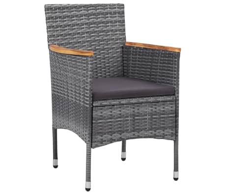 vidaXL Juego comedor de jard&iacute;n 3 piezas rat&aacute;n sint&eacute;tico gris