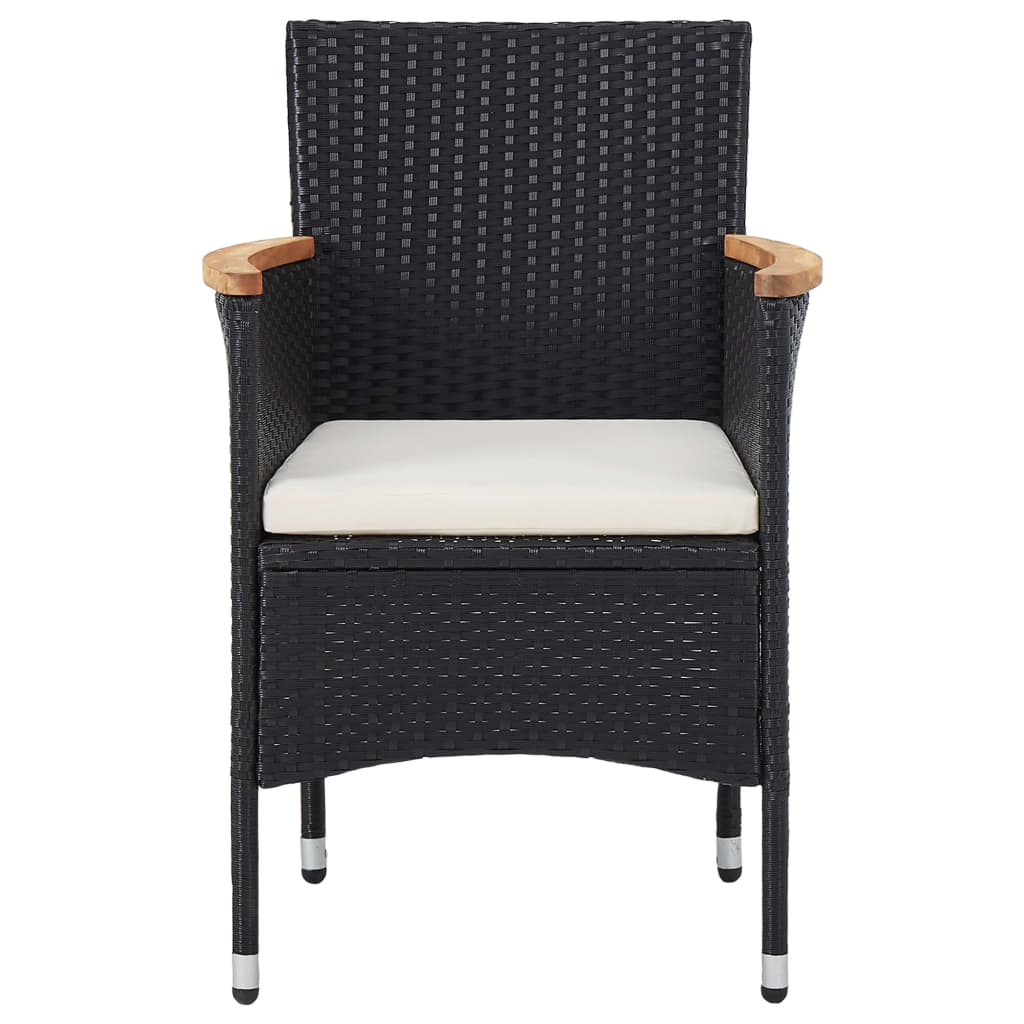 Zestaw mebli ogrodowych polirattan, czarny, 80x75 cm, 2 krzesła, kremowe poduszki