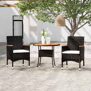 Vrtna jedilna garnitura 3-delna poli ratan črna