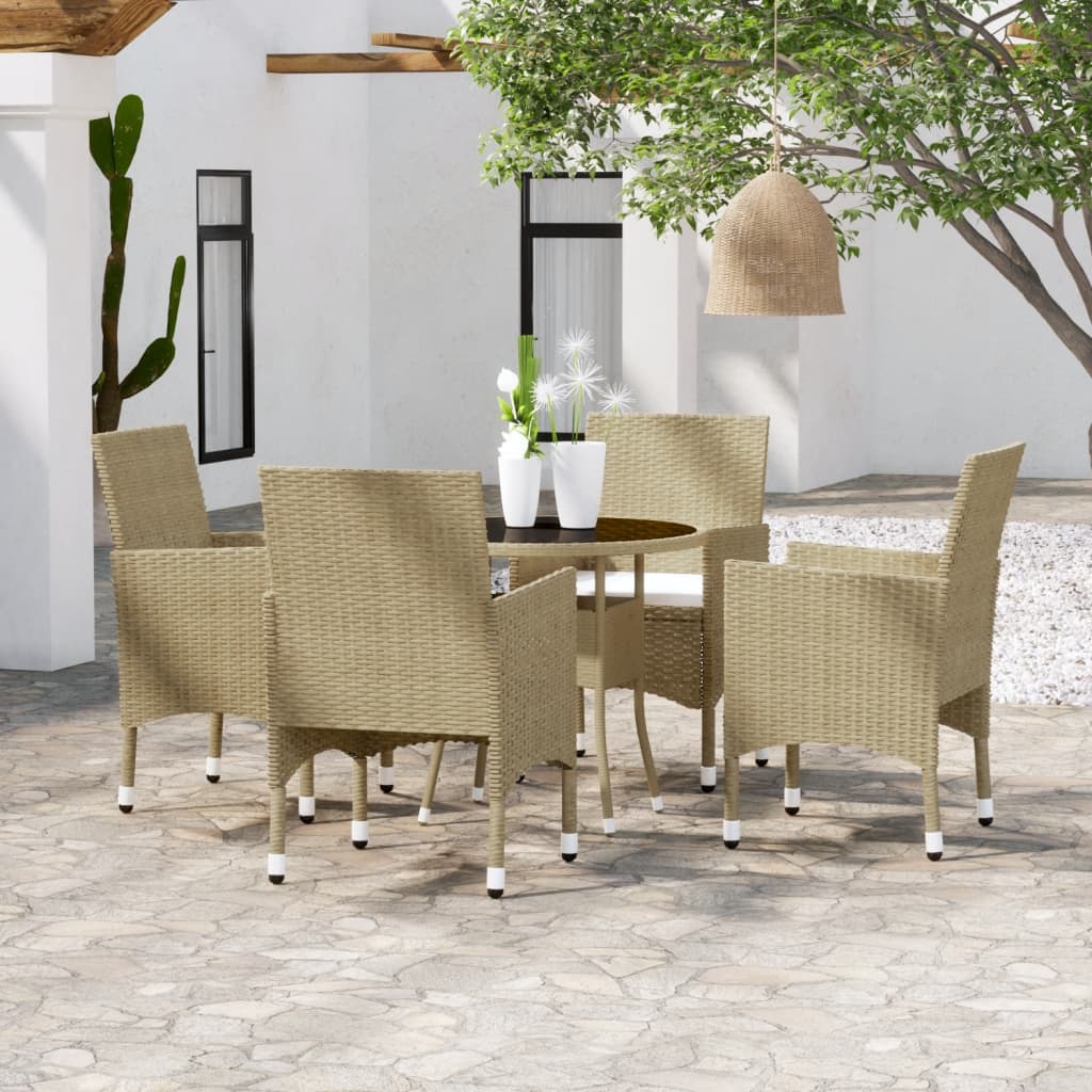 vidaXL 5-tlg. Garten-Essgruppe Poly Rattan Beige