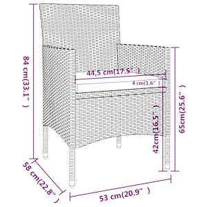 Vrtna jedilna garnitura 5-delna poli ratan črna - slika 7