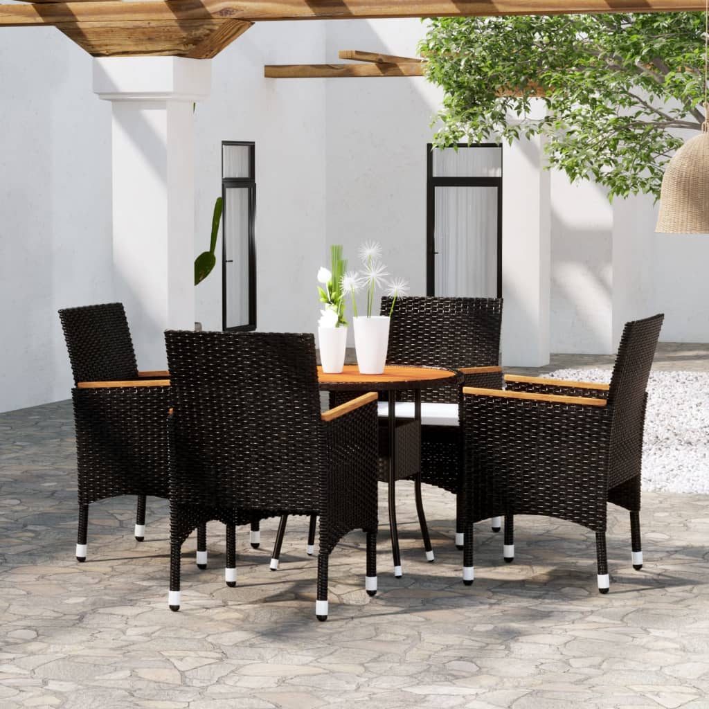 vidaXL Set mobilier de grădină, 5 piese, negru, poliratan