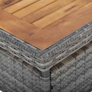 Vrtna jedilna garnitura 3-delna poli ratan in akacijev les siva - slika 11