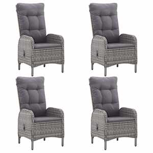 Vrtna jedilna garnitura 5-delna poli ratan in steklo siva - slika 3