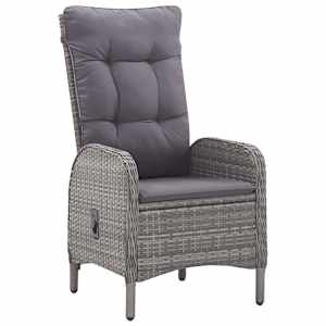 Vrtna jedilna garnitura 5-delna poli ratan in steklo siva - slika 4