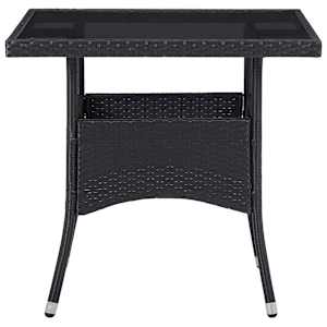 Vrtna jedilna garnitura 5-delna poli ratan in steklo črna - slika 4