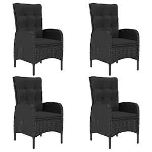 Vrtna jedilna garnitura 5-delna poli ratan in steklo črna - slika 5